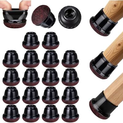 Euqvunn Stuhlbeinkappen Rund, 18Pcs Stuhlbeinschoner mit Filzpolstern, Schwarze TPE Schutzkappen für Stuhlbeine für Holzböden, Stuhlfuss Überzieher zum Schutz der Böden vor Kratzern (Passt: 15-25mm) Euqvunn Stuhlbeinkappen Rund, 18Pcs Stuhlbeinschoner mit Filzpolstern, Schwarze TPE Schutzkappen für Stuhlbeine für Holzböden, Stuhlfuss Überzieher zum Schutz der Böden vor Kratzern (Passt: 15-25mm)