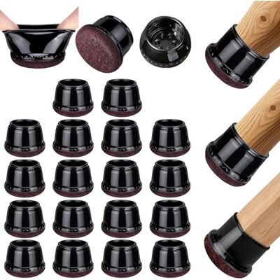 Euqvunn Stuhlbeinkappen Rund, 18Pcs Stuhlbeinschoner mit Filzpolstern, Schwarze TPE Schutzkappen für Stuhlbeine für Holzböden, Stuhlfuss Überzieher zum Schutz der Böden vor Kratzern (Passt: 35-45mm) Euqvunn Stuhlbeinkappen Rund, 18Pcs Stuhlbeinschoner mit Filzpolstern, Schwarze TPE Schutzkappen für Stuhlbeine für Holzböden, Stuhlfuss Überzieher zum Schutz der Böden vor Kratzern (Passt: 35-45mm)