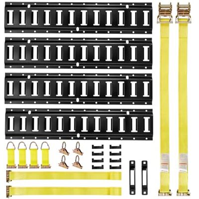 VEVOR E-Track-Zurrschienen-Set, 4er-Pack 0,6 m E-Track-Schienen, 20 STK, inkl. 2 Ratschengurten & 4 O-Ringen & 4 Zurrgurten mit D-Ring & 2 Einzelschlitzen & 8 Endkappen, für Garagen, Lieferwagen VEVOR E-Track-Zurrschienen-Set, 4er-Pack 0,6 m E-Track-Schienen, 20 STK, inkl. 2 Ratschengurten & 4 O-Ringen & 4 Zurrgurten mit D-Ring & 2 Einzelschlitzen & 8 Endkappen, für Garagen, Lieferwagen