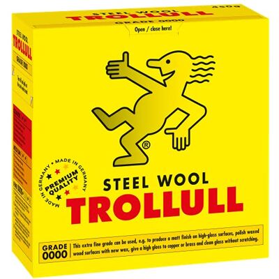 Trollull Stahlwolle Drahtwolle 450g extrafein 0000 poliert gewachstes Holz, Kupfer, Messing und matte Oberflächen, reinigt Glas Trollull Stahlwolle Drahtwolle 450g extrafein 0000 poliert gewachstes Holz, Kupfer, Messing und matte Oberflächen, reinigt Glas