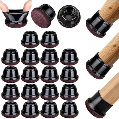 Euqvunn Stuhlbeinkappen Rund, 18Pcs Stuhlbeinschoner mit Filzpolstern, Schwarze TPE Schutzkappen für Stuhlbeine für Holzböden, Stuhlfuss Überzieher zum Schutz der Böden vor Kratzern (Passt: 25-35mm) Euqvunn Stuhlbeinkappen Rund, 18Pcs Stuhlbeinschoner mit Filzpolstern, Schwarze TPE Schutzkappen für Stuhlbeine für Holzböden, Stuhlfuss Überzieher zum Schutz der Böden vor Kratzern (Passt: 25-35mm)