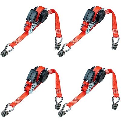 PETEX - 4 Zurrgurte 5m x 25mm, 350/700 daN, Rot, Doppelhaken PETEX - 4 Zurrgurte 5m x 25mm, 350/700 daN, Rot, Doppelhaken
