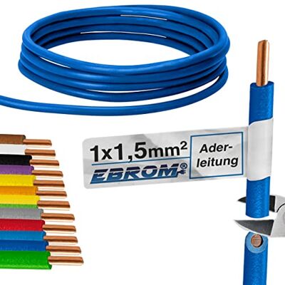 EBROM Aderleitung Einzelader starr PVC Leitung Verdrahtungsleitung H07V-U 1,5 mm² 1,5 mm2 Farbe: dunkelblau viele Längen wählbar, von 10 Meter bis 100 m Ihre ausgewählte Länge: 100 m EBROM Aderleitung Einzelader starr PVC Leitung Verdrahtungsleitung H07V-U 1,5 mm² 1,5 mm2 Farbe: dunkelblau viele Längen wählbar, von 10 Meter bis 100 m Ihre ausgewählte Länge: 100 m