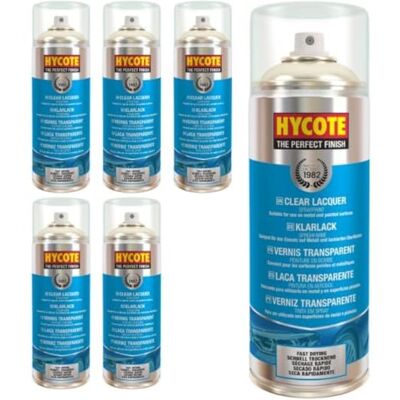 Hycote Klarlack Spray Glänzend 400 ml (6er Pack) – Schnelltrocknender Acryl Klarlack zur Versiegelung und Schutz von Lackoberflächen, hohe Deckkraft, für Metall, Kunststoff, Keramik und Holz Hycote Klarlack Spray Glänzend 400 ml (6er Pack) – Schnelltrocknender Acryl Klarlack zur Versiegelung und Schutz von Lackoberflächen, hohe Deckkraft, für Metall, Kunststoff, Keramik und Holz