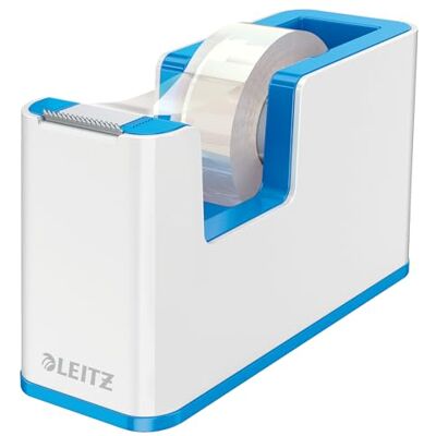 Leitz Klebeband-Tischabroller, Fester Stand, Klebebandabroller inkl. Klebeband, Weiß/Blau, Duo Colour, WOW, 53641036 Leitz Klebeband-Tischabroller, Fester Stand, Klebebandabroller inkl. Klebeband, Weiß/Blau, Duo Colour, WOW, 53641036