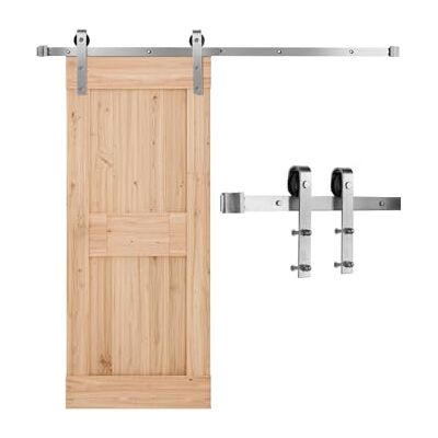 VEVOR Schiebetürsystem 1,5m Laufschiene, Tragkraft 150 kg, Kompatibel mit 762mm max. Breite & 34,92-44,45 mm Dicke, einzelne Schiebetür für Scheunentore, Schiene & J-förmige Rolle, Silber VEVOR Schiebetürsystem 1,5m Laufschiene, Tragkraft 150 kg, Kompatibel mit 762mm max. Breite & 34,92-44,45 mm Dicke, einzelne Schiebetür für Scheunentore, Schiene & J-förmige Rolle, Silber