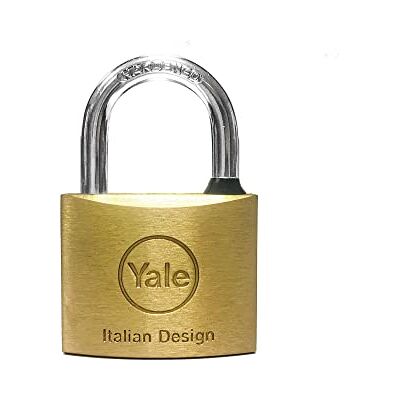 Yale Y1100040080X Standard-Vorhängeschloss aus Messing, Körperbreite 40 mm, Bügel aus Karbonitstahl 21 mm, mit Gummiring, Lieferung mit 2 Schlüsseln Yale Y1100040080X Standard-Vorhängeschloss aus Messing, Körperbreite 40 mm, Bügel aus Karbonitstahl 21 mm, mit Gummiring, Lieferung mit 2 Schlüsseln
