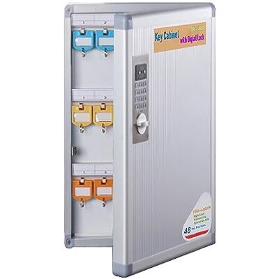 TUKA-i-AKUT Schlüsselkasten 48 Haken mit Elektronikschloss, Abschließbar Metall Schlüsselschrank Wandmontage, Aluminium Schlüsseltresor, farbige Schlüsselanhänger und Zahlenschloss, TKD8651-48 TUKA-i-AKUT Schlüsselkasten 48 Haken mit Elektronikschloss, Abschließbar Metall Schlüsselschrank Wandmontage, Aluminium Schlüsseltresor, farbige Schlüsselanhänger und Zahlenschloss, TKD8651-48