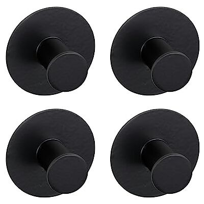WENKO Wandhaken Mod. Celano 4er Set, runde Garderobenhaken aus rostfreiem Edelstahl, selbstklebend, Befestigung ohne Bohren, je Ø 5 x 3,3 cm, Schwarz matt WENKO Wandhaken Mod. Celano 4er Set, runde Garderobenhaken aus rostfreiem Edelstahl, selbstklebend, Befestigung ohne Bohren, je Ø 5 x 3,3 cm, Schwarz matt