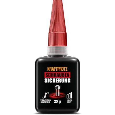 KRAFTPROTZ Schraubensicherung hochfest rot 25 g Schraubenkleber für Metallgewinde, Schrauben & Muttern verhindert selbstständiges Lösen vibrationsbeständig hochfester Schraubensicherungslack KRAFTPROTZ Schraubensicherung hochfest rot 25 g Schraubenkleber für Metallgewinde, Schrauben & Muttern verhindert selbstständiges Lösen vibrationsbeständig hochfester Schraubensicherungslack