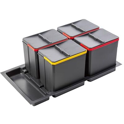 GTV Abfallsammler Set AxiSpace, für Schubladen und Schränke mit Breite 900 mm, Set Besteht aus Behältern 4x 15L, Mülleimer aus Kunststoff mit Graphenpartikeln, Farbe Anthrazit GTV Abfallsammler Set AxiSpace, für Schubladen und Schränke mit Breite 900 mm, Set Besteht aus Behältern 4x 15L, Mülleimer aus Kunststoff mit Graphenpartikeln, Farbe Anthrazit