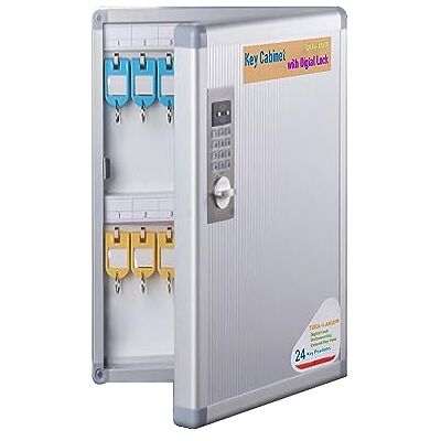 TUKA-i-AKUT Schlüsselkasten 24 Haken mit Elektronikschloss, Abschließbar Metall Schlüsselschrank Wandmontage, Aluminium Schlüsseltresor, farbige Schlüsselanhänger und Zahlenschloss, TKD8651-24 TUKA-i-AKUT Schlüsselkasten 24 Haken mit Elektronikschloss, Abschließbar Metall Schlüsselschrank Wandmontage, Aluminium Schlüsseltresor, farbige Schlüsselanhänger und Zahlenschloss, TKD8651-24