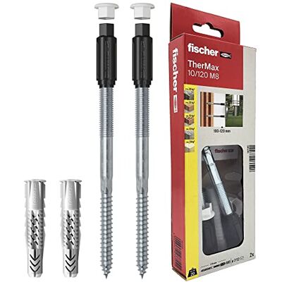 fischer Thermax 10/120 M8 Kit 2 Stück Dübel zur Befestigung auf Isoliermantel Max 120 mm, mittlere Lasten, Grau, 567085 fischer Thermax 10/120 M8 Kit 2 Stück Dübel zur Befestigung auf Isoliermantel Max 120 mm, mittlere Lasten, Grau, 567085