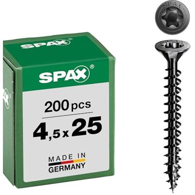 SPAX Universalschraube, Senkkopf, schwarz, T-STAR plus, Vollgewinde (4,5x25 mm 200 Stück) SPAX Universalschraube, Senkkopf, schwarz, T-STAR plus, Vollgewinde (4,5x25 mm 200 Stück)