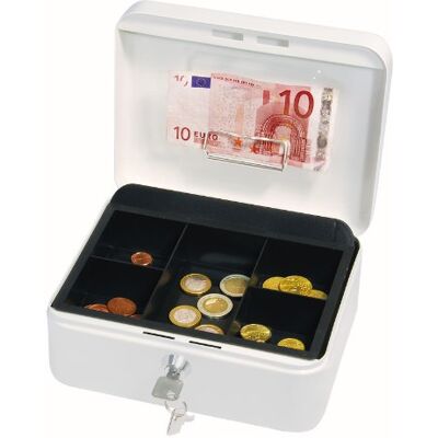 WEDO 145200H Geldkassette (aus pulverbeschichtetem Stahl, versenkbarer Griff, Geldnoten- und Belegeklammer, 5-Fächer-Münzeinsatz, Sicherheits-Zylinderschloss, 20 x 16 x 9 cm) weiß WEDO 145200H Geldkassette (aus pulverbeschichtetem Stahl, versenkbarer Griff, Geldnoten- und Belegeklammer, 5-Fächer-Münzeinsatz, Sicherheits-Zylinderschloss, 20 x 16 x 9 cm) weiß