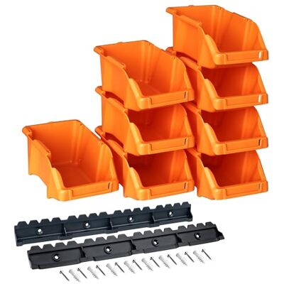 YPC Stapelboxen Set Orange 8 Stück Sichtlagerboxen 16x9x7cm mit Wandhalterung für Werkstatt & Garage zur Aufbewahrung von Schrauben & Werkzeug YPC Stapelboxen Set Orange 8 Stück Sichtlagerboxen 16x9x7cm mit Wandhalterung für Werkstatt & Garage zur Aufbewahrung von Schrauben & Werkzeug