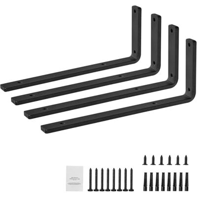 VEVOR Regalhalterung, 410 x 155 x 35 mm, 4 Stück, robuste schwebende Regalträger, Halterungen für Regale, 10 mm dicke mattschwarze L-Regalhalterung, Regalhalter aus Stahl mit 72,6 kg Tragkraft VEVOR Regalhalterung, 410 x 155 x 35 mm, 4 Stück, robuste schwebende Regalträger, Halterungen für Regale, 10 mm dicke mattschwarze L-Regalhalterung, Regalhalter aus Stahl mit 72,6 kg Tragkraft