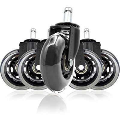 OFITURIA Set mit 5 Rollen für Büro-, Spiel- oder Arbeitsdrehstuhl, Ersatzrollen für Möbel. Widerstandsfähiges Silikonmaterial. Durchmesser 11 mm OFITURIA Set mit 5 Rollen für Büro-, Spiel- oder Arbeitsdrehstuhl, Ersatzrollen für Möbel. Widerstandsfähiges Silikonmaterial. Durchmesser 11 mm