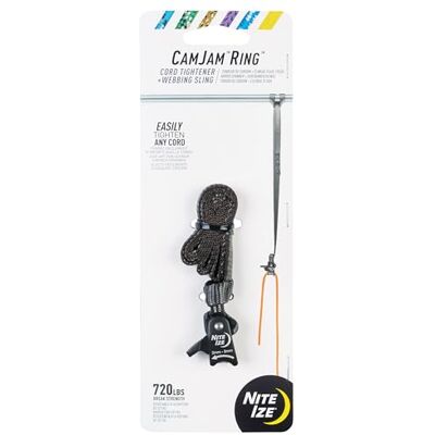 Nite Ize CamJam Ringschnurspanner & 30,5 cm Gurtbandschlinge – mit ausziehbarem Schloss und Schnellspannhebel – 109 kg Arbeitsbelastungsgrenze und 327 kg Bruchfestigkeit – passend für Schnüre von 2–5 Nite Ize CamJam Ringschnurspanner & 30,5 cm Gurtbandschlinge – mit ausziehbarem Schloss und Schnellspannhebel – 109 kg Arbeitsbelastungsgrenze und 327 kg Bruchfestigkeit – passend für Schnüre von 2–5