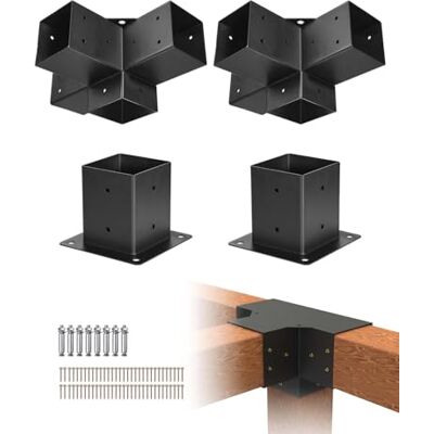 VEVOR Pfostenverbinder, Pfostennecke für 92x92 mm Pfosten, 4-Wege-Hochleistungs-Eckhalterungen, Pfostenträger, Woodworks DIY-Pfostenbasissatz, für Pavillons, Terrassenpergolen, Pavillion, 4er-Set VEVOR Pfostenverbinder, Pfostennecke für 92x92 mm Pfosten, 4-Wege-Hochleistungs-Eckhalterungen, Pfostenträger, Woodworks DIY-Pfostenbasissatz, für Pavillons, Terrassenpergolen, Pavillion, 4er-Set