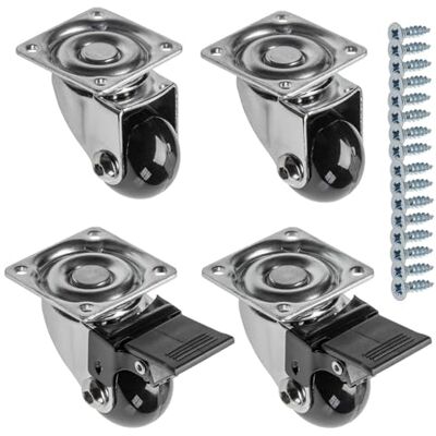 GTV Möbelrollen BRAZIL, Lenkrollen, 4 Stück set Rollen für Möbel: 2x Rollen mit Bremse, 2x ohne Bremse, aus Stahl und Gummi, +16 konische Schrauben 4x16, Durchmesser: 35 mm, Farbe: Schwarz GTV Möbelrollen BRAZIL, Lenkrollen, 4 Stück set Rollen für Möbel: 2x Rollen mit Bremse, 2x ohne Bremse, aus Stahl und Gummi, +16 konische Schrauben 4x16, Durchmesser: 35 mm, Farbe: Schwarz