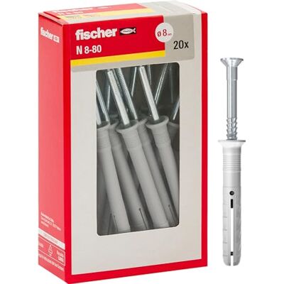 fischer Verlängerungsdübel N 8x80 Y Schlagbefestigung mit vormontiertem Nagel für Voll, Halbvoll und Beton fischer Verlängerungsdübel N 8x80 Y Schlagbefestigung mit vormontiertem Nagel für Voll, Halbvoll und Beton