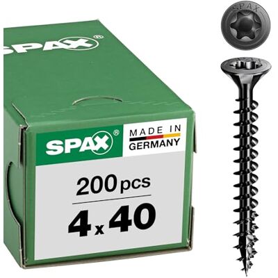 SPAX Universalschraube, Senkkopf, schwarz, T-STAR plus, Vollgewinde (4x40 mm 200 Stück) SPAX Universalschraube, Senkkopf, schwarz, T-STAR plus, Vollgewinde (4x40 mm 200 Stück)