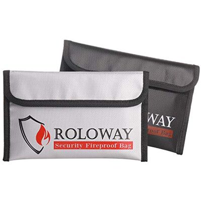 ROLOWAY Kleine feuerfeste Tasche (127 x 203 cm) nicht kratzende feuerfeste Geldtasche feuerfeste Geldbörse für Bargeld feuerfestes Taschenset für Wertsachen Reisepass Devisen und Schlüssel (2erPackung) ROLOWAY Kleine feuerfeste Tasche (127 x 203 cm) nicht kratzende feuerfeste Geldtasche feuerfeste Geldbörse für Bargeld feuerfestes Taschenset für Wertsachen Reisepass Devisen und Schlüssel (2erPackung)