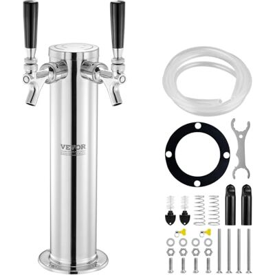 VEVOR Bierzapfturm mit zwei Zapfhähnen, Bierfassturm aus Edelstahl, Kegerator-Turm-Kit mit Vormontierten Schläuchen & Selbstschließenden Zapfhähnen für Partys, Bars, Pubs und Restaurants usw. VEVOR Bierzapfturm mit zwei Zapfhähnen, Bierfassturm aus Edelstahl, Kegerator-Turm-Kit mit Vormontierten Schläuchen & Selbstschließenden Zapfhähnen für Partys, Bars, Pubs und Restaurants usw.