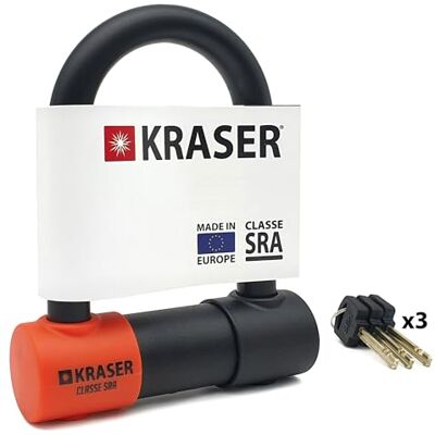 KRASER KR85S Anti-Diebstahl Motorrad Fahrradschloss Bügelschloss Vorhängeschloss U Homologiert SRA-Schloss Sicherheit Solides Schloss 85x125 Ø18 Diebstahlsicherung Motorräder Motorroller Fahrrad KRASER KR85S Anti-Diebstahl Motorrad Fahrradschloss Bügelschloss Vorhängeschloss U Homologiert SRA-Schloss Sicherheit Solides Schloss 85x125 Ø18 Diebstahlsicherung Motorräder Motorroller Fahrrad