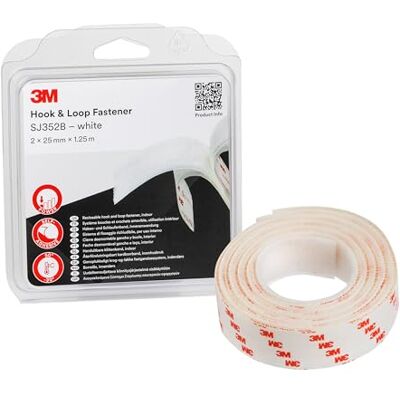 3M Haken- und Schlaufenband SJ352Bwt, wiederlösbares Befestigungssystem eine einfache Alternative zu Reißverschlüssen, Schrauben, Druckknöpfen, Haken 2 x 25mm x 1.25m, Weiß (1-er Pack) 3M Haken- und Schlaufenband SJ352Bwt, wiederlösbares Befestigungssystem eine einfache Alternative zu Reißverschlüssen, Schrauben, Druckknöpfen, Haken 2 x 25mm x 1.25m, Weiß (1-er Pack)
