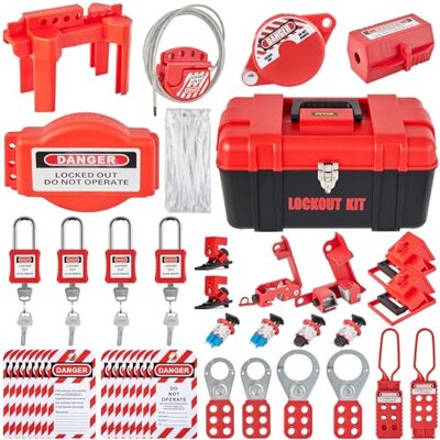 VEVOR 42-teiliges Lockout-Tagout-Kits, elektrisches Sicherheits-Loto-Kit, enthält Vorhängeschlösser, 5 Arten von Lockouts, Haspen, Anhänger und Kabelbinder, Box, Lockout-Sicherheitswerkzeuge für die B VEVOR 42-teiliges Lockout-Tagout-Kits, elektrisches Sicherheits-Loto-Kit, enthält Vorhängeschlösser, 5 Arten von Lockouts, Haspen, Anhänger und Kabelbinder, Box, Lockout-Sicherheitswerkzeuge für die B