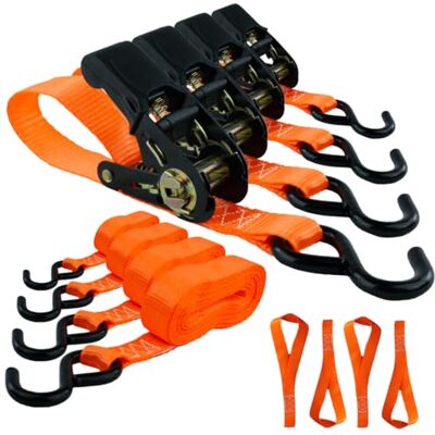 MCS Cargo Security Spanngurte mit Ratsche und Haken 4er Set, 25mm breit 4,5m lang, bis 800kg, Spanngurt-orange, Zurrgurte für Ladungssicherung, Spanngurte Haken, Gurtband, Spanngurt 4,5m MCS Cargo Security Spanngurte mit Ratsche und Haken 4er Set, 25mm breit 4,5m lang, bis 800kg, Spanngurt-orange, Zurrgurte für Ladungssicherung, Spanngurte Haken, Gurtband, Spanngurt 4,5m