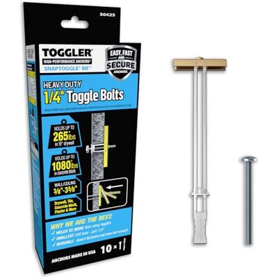 TOGGLER SNAPTOGGLE BB Knebelanker mit Schrauben, verzinkter Stahlkanal, 0,95 cm bis 9,5 cm Griffbereich, für 1/4-Zoll-20 UNC-Befestigungsgröße (10 Stück) TOGGLER SNAPTOGGLE BB Knebelanker mit Schrauben, verzinkter Stahlkanal, 0,95 cm bis 9,5 cm Griffbereich, für 1/4-Zoll-20 UNC-Befestigungsgröße (10 Stück)