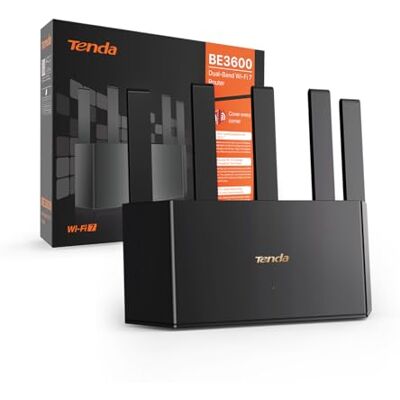 Tenda RE3L Wi-Fi 7 Router (BE3600 Dual-Band 2882Mbit/s 5GHz, 688Mbit/s 2,4GHz) Mesh WiFi, 3xGigabit WAN/LAN Ports, uneinstellbare vertikale Antennen, 4K-QAM, MLO, NFC, VPN, WPA3, App Steuerung Tenda RE3L Wi-Fi 7 Router (BE3600 Dual-Band 2882Mbit/s 5GHz, 688Mbit/s 2,4GHz) Mesh WiFi, 3xGigabit WAN/LAN Ports, uneinstellbare vertikale Antennen, 4K-QAM, MLO, NFC, VPN, WPA3, App Steuerung
