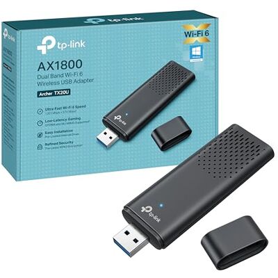 TP-Link Archer TX20U WLAN Stick Für PC, 𝐖𝐢𝐅𝐢 𝟔 AX1800 Dual Band, nur Kompatibel mit Windows 11/10, USB 3.0, MU-MIMO, OFDMA, WPA3-Verschlüsselung TP-Link Archer TX20U WLAN Stick Für PC, 𝐖𝐢𝐅𝐢 𝟔 AX1800 Dual Band, nur Kompatibel mit Windows 11/10, USB 3.0, MU-MIMO, OFDMA, WPA3-Verschlüsselung