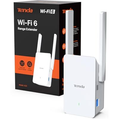 Tenda WiFi 6 WLAN Verstärker Repeater AX1500, 5GHz 1200 Mbit/s 2,4GHz 300 Mbit/s, Gigabit-Port, AP-Modus, WPA3, Abdeckung bis 150 m², kompatibel mit Fritzbox & Anderen Routern, A23 Tenda WiFi 6 WLAN Verstärker Repeater AX1500, 5GHz 1200 Mbit/s 2,4GHz 300 Mbit/s, Gigabit-Port, AP-Modus, WPA3, Abdeckung bis 150 m², kompatibel mit Fritzbox & Anderen Routern, A23