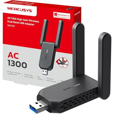 MERCUSYS MA32H AC1300 WLAN Stick für PC, USB WLAN Adapter mit 2 × Hochgewinn-Antennen, MU-MIMO, WPA3, USB 3.0, nur Kompatibel mit Windows 10/11 MERCUSYS MA32H AC1300 WLAN Stick für PC, USB WLAN Adapter mit 2 × Hochgewinn-Antennen, MU-MIMO, WPA3, USB 3.0, nur Kompatibel mit Windows 10/11