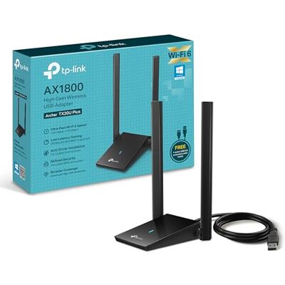 TP-Link Archer TX20U Plus WLAN Stick Für PC, WiFi 6 AX1800 Dual Band, USB 3.0, MU-MIMO, Antennen mit hoher Verstärkung, WPA3-Verschlüsselung, Kompatibel mit Windows 11/10, Schwarz TP-Link Archer TX20U Plus WLAN Stick Für PC, WiFi 6 AX1800 Dual Band, USB 3.0, MU-MIMO, Antennen mit hoher Verstärkung, WPA3-Verschlüsselung, Kompatibel mit Windows 11/10, Schwarz
