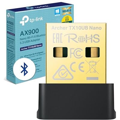 TP-Link Archer TX10UB Wi-Fi 6 AX900 Buletooth WLAN Stick Für PC, 𝐁𝐥𝐮𝐞𝐭𝐨𝐨𝐭𝐡 𝟓.𝟑 Dual Band WLAN Adapter, Nano Größe, WPA3, MU-MIMO, nur Kompatibel mit Windows 11-10 TP-Link Archer TX10UB Wi-Fi 6 AX900 Buletooth WLAN Stick Für PC, 𝐁𝐥𝐮𝐞𝐭𝐨𝐨𝐭𝐡 𝟓.𝟑 Dual Band WLAN Adapter, Nano Größe, WPA3, MU-MIMO, nur Kompatibel mit Windows 11-10