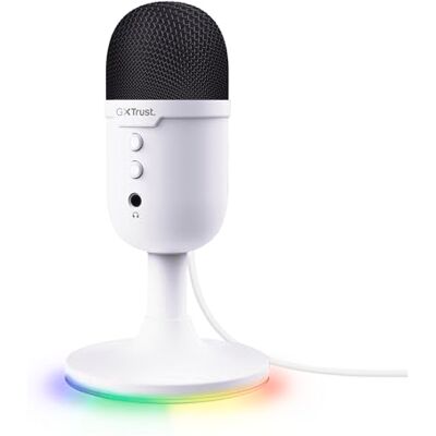 GXTrust Trust Gaming GXT 236W Yami USB Streaming Mikrofon PC Podcast Twitch Discord ASMR YouTube 5, Kondensator Gaming Mikrofon Nierencharakteristik, Stummschaltung, RGB Beleuchtung Weiß GXTrust Trust Gaming GXT 236W Yami USB Streaming Mikrofon PC Podcast Twitch Discord ASMR YouTube 5, Kondensator Gaming Mikrofon Nierencharakteristik, Stummschaltung, RGB Beleuchtung Weiß