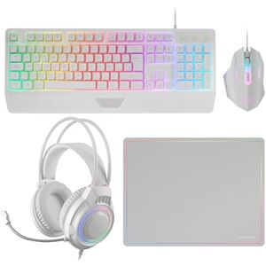 Mars Gaming MCP124PRO, Portugiesisch, Gaming-Combo 4in1, RGB H-Mech-Tastatur mit Handballenauflage, RGB-Maus 3200DPI HUANO-Schalter, FRGB-Headset, Nanotextil-Mauspad 36x26cm, Multiplattform, Weiß Mars Gaming MCP124PRO, Portugiesisch, Gaming-Combo 4in1, RGB H-Mech-Tastatur mit Handballenauflage, RGB-Maus 3200DPI HUANO-Schalter, FRGB-Headset, Nanotextil-Mauspad 36x26cm, Multiplattform, Weiß