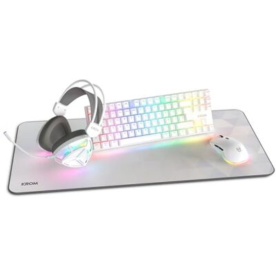 KROM Klass – 4-in 1 Gaming-Set: Mechanische TKL, Tastatur RGB, spanisches Layout, optische Maus mit 7200 DPI, Headset mit 50mm-Treibern und XXL-Mauspad, Komplettes Set für PC und Laptop-Gamer KROM Klass – 4-in 1 Gaming-Set: Mechanische TKL, Tastatur RGB, spanisches Layout, optische Maus mit 7200 DPI, Headset mit 50mm-Treibern und XXL-Mauspad, Komplettes Set für PC und Laptop-Gamer