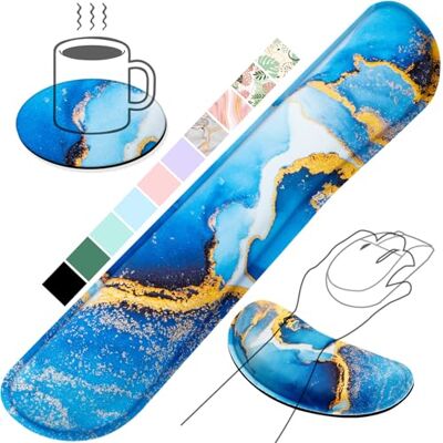 Gimars Handballenauflage Tastatur, Ergonomisches Tastatur mauspad mit gelkissen Memory Foam Handauflage, Handgelenkauflage für Tippen Schmerzlinderung, Komfort für Büro, Gaming, Blau Gloden Gimars Handballenauflage Tastatur, Ergonomisches Tastatur mauspad mit gelkissen Memory Foam Handauflage, Handgelenkauflage für Tippen Schmerzlinderung, Komfort für Büro, Gaming, Blau Gloden