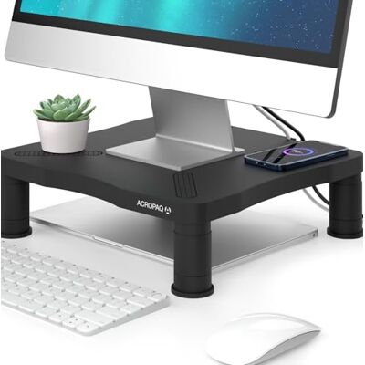 ACROPAQ Monitorständer Bildschirmerhöhung, Für Laptop und Bildschirme, Höhenverstellbar (3 Höhen) Schwarz ACROPAQ Monitorständer Bildschirmerhöhung, Für Laptop und Bildschirme, Höhenverstellbar (3 Höhen) Schwarz