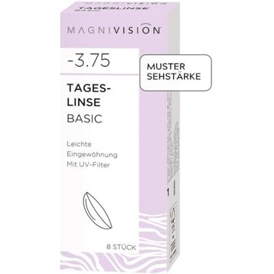 Magnivision Tageslinsen Basic weiche Kontaktlinsen für -1,25 dpt. 8 Stück BC 8.6 DIA 14.2 Kontaktlinse mit Hydrogel und UV-Filter für ein angenehmes Tragegefühl ohne Konservierungsstoffe Magnivision Tageslinsen Basic weiche Kontaktlinsen für -1,25 dpt. 8 Stück BC 8.6 DIA 14.2 Kontaktlinse mit Hydrogel und UV-Filter für ein angenehmes Tragegefühl ohne Konservierungsstoffe