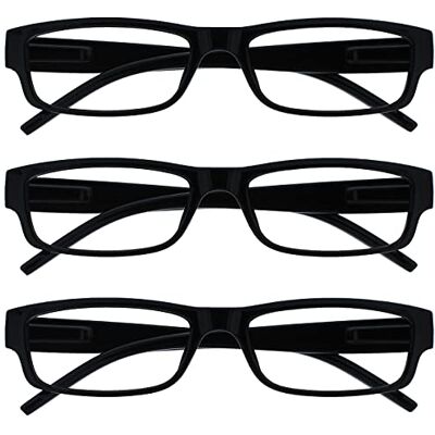 OPULIZE Die Lesebrille Unternehmen Schwarz Leicht Komfortables Leser Wert 3er-Pack Designer Stil Herren Frauen UVR3PK032 +3,00 OPULIZE Die Lesebrille Unternehmen Schwarz Leicht Komfortables Leser Wert 3er-Pack Designer Stil Herren Frauen UVR3PK032 +3,00
