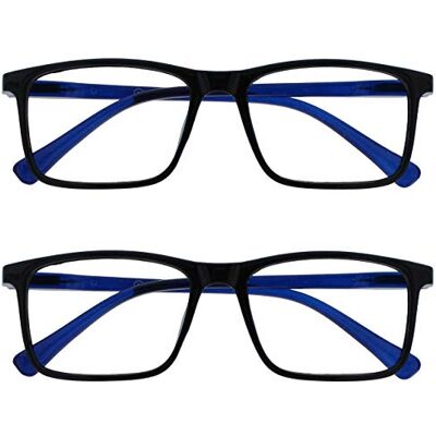 OPULIZE Ink Fernbrille 2er Pack Kurzsichtigkeit Groß Rechteckig Rahmen Federscharniere Kratzfest Schwarz Herren Damen MM4-1 -2.50 OPULIZE Ink Fernbrille 2er Pack Kurzsichtigkeit Groß Rechteckig Rahmen Federscharniere Kratzfest Schwarz Herren Damen MM4-1 -2.50