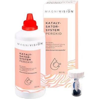 Magnivision Katalysatorsystem Peroxidlösung für Kontaktlinsen, 360 ml Peroxid-Lösung für weiche Kontaktlinsen zur täglichen Reinigung und Aufbewahrung, boratfrei & made in Europe Magnivision Katalysatorsystem Peroxidlösung für Kontaktlinsen, 360 ml Peroxid-Lösung für weiche Kontaktlinsen zur täglichen Reinigung und Aufbewahrung, boratfrei & made in Europe