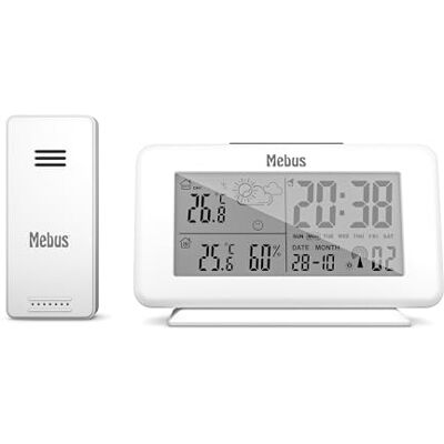 MEBUS Weiße Funk-Wetterstation - Innen- und Außenthermometer - Wettervorhersage MEBUS Weiße Funk-Wetterstation - Innen- und Außenthermometer - Wettervorhersage